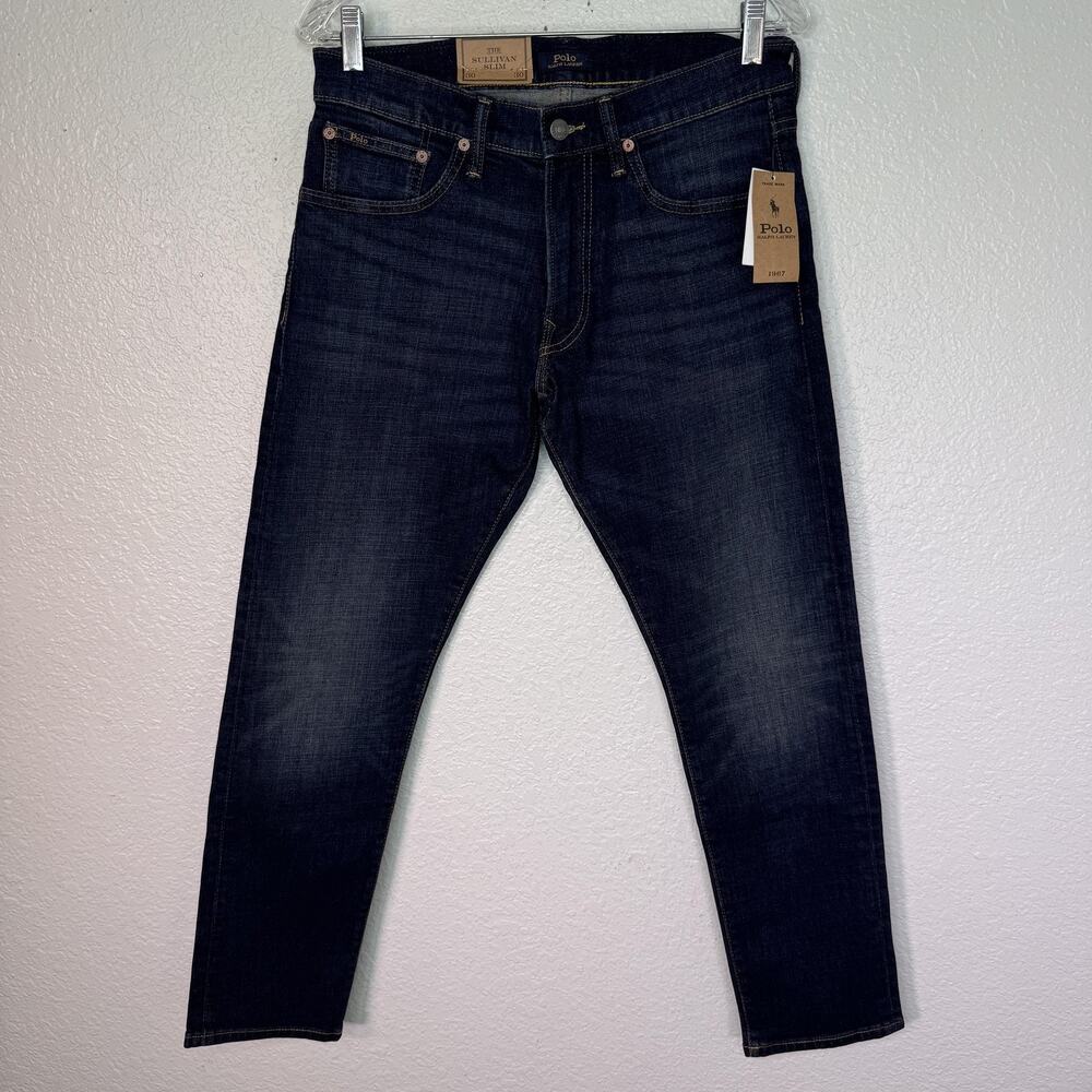 Polo Ralph Lauren Jeans Mens 30 X 30 The Sullivan Slim Dark Wash Stretch Denim - Picture 2 of 10